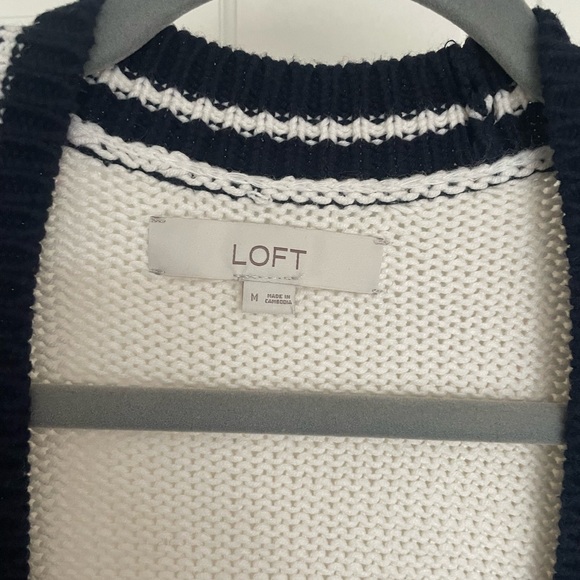 Loft Cream and Navy Boyfriend Cardigan - Picture 2 of 5